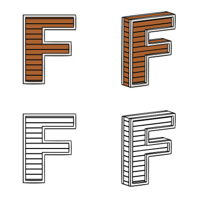 字母F(一块木头)