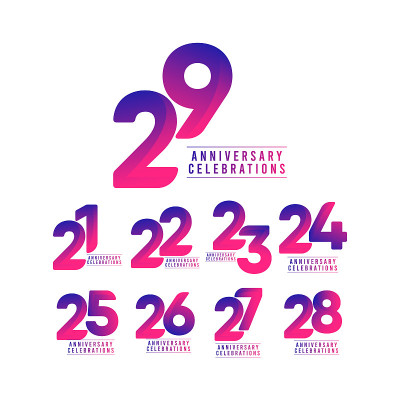 29周年纪念庆祝矢量模板设计插图