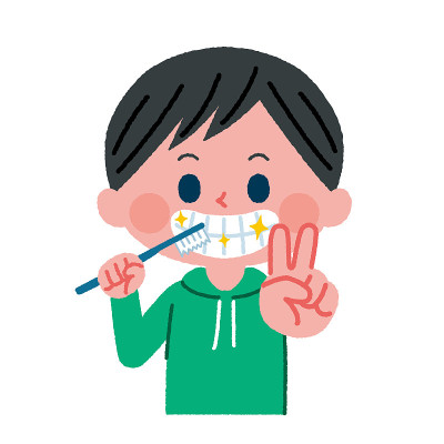 一个孩子刷牙的插图