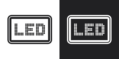矢量LED屏幕图标。黑白背景上的双色调版本