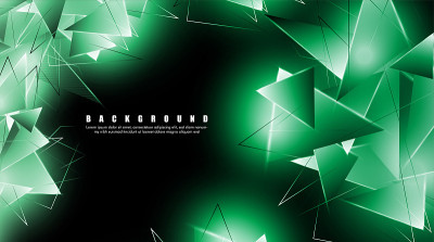 abstract background with glowing green triangles t