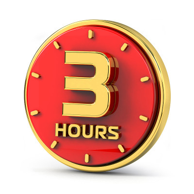 金色3小时的红色背景。3小时黄金。3 d演示。