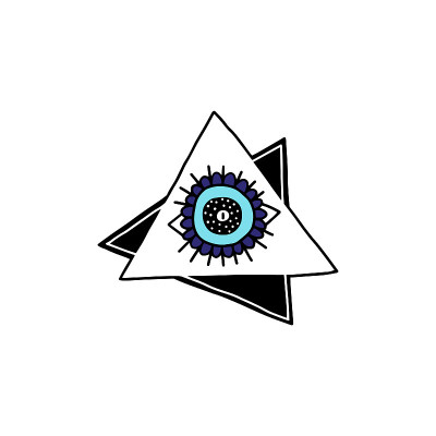 邪恶眼睛蓝色魅力符号在三角形卡通矢量插图孤立。