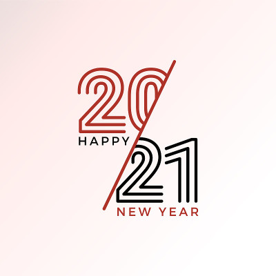2021年新年快乐!优雅的色彩渐变设计。矢量图模板。