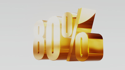 黄金80% 80%的3d插图