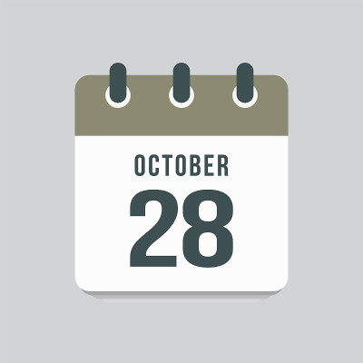图标日日期10月28日，模板日历页