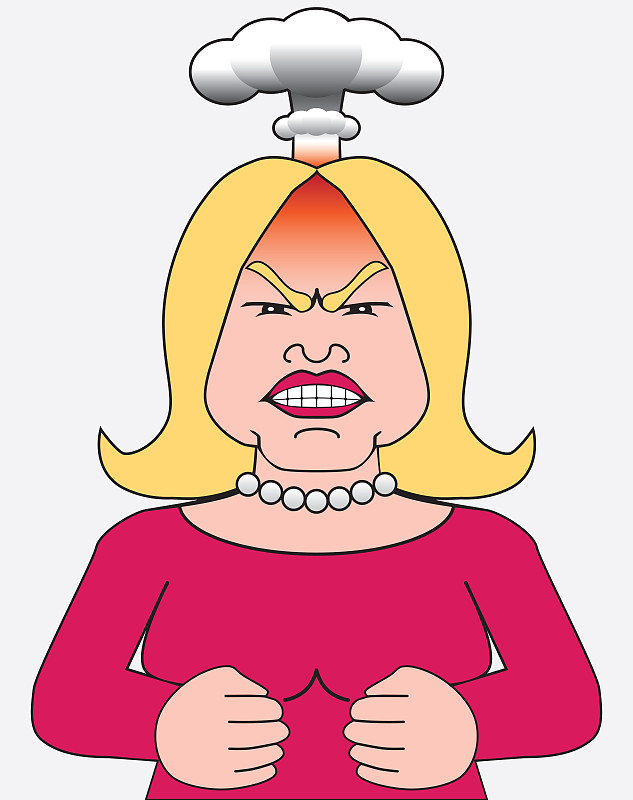 愤怒的卡通的女人