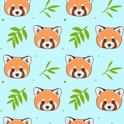 可爱的小熊猫和竹子的无缝图案。卡通设计动物角色平面矢量风格。织物，包装，纺织品，墙纸，服装的纹理。