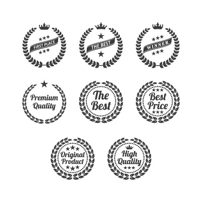 Set of laurel wreaths on white background.