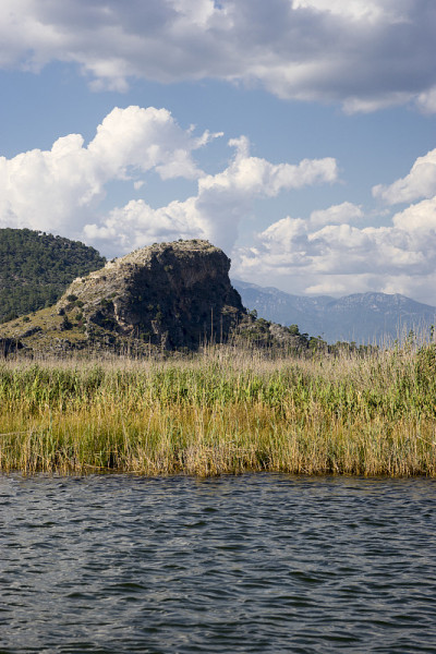 科诺斯古城和岩石王墓在Dalyan，奥尔塔卡，Muğla，土耳其