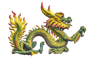 中国寺庙屋顶上的龙像