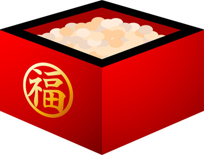 soys of Japanese Setsubun went into measuring box