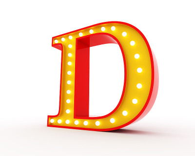 百老汇风格的灯泡字母3d阅读