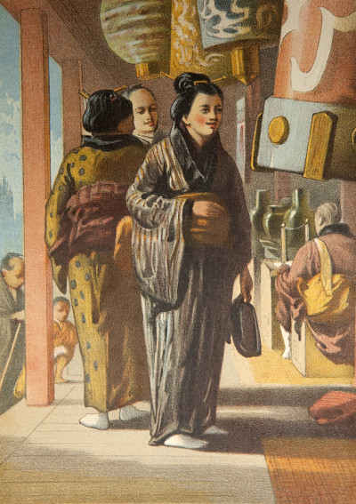 1876年，雕刻，艺伎，东京寺庙