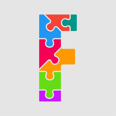 向量拼图碎片字母- F。