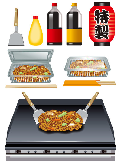 炒面烹饪工具。
