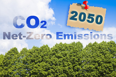 二氧化碳净零排放概念对抗森林-碳中和概念- 2050根据欧洲法律