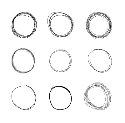 Vector Hand Drawn Circles, Line Sketch Set Isolate