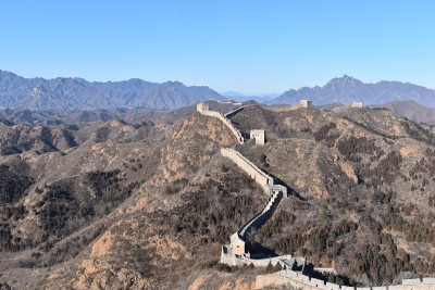 中国北京附近金山岭长城的冬季全景