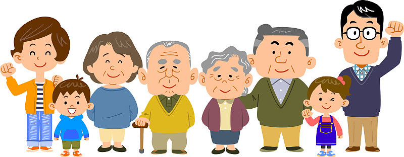 一个以老人为中心的幸福的四代家庭