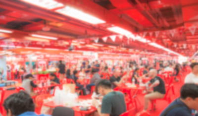 模糊照片，泰国美食节在王后诗丽吉全国大会泰国曼谷