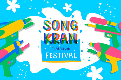 Songkran Festival 2019. Thai Water Festival Elemen