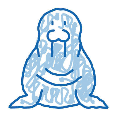 海象动物涂鸦图标手绘插图