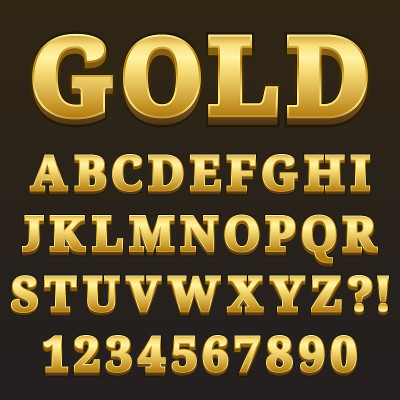 字母字母与数字黄金光泽风格设计