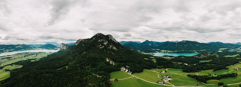 无人机拍摄于上奥地利的Mondsee湖，obersterreich