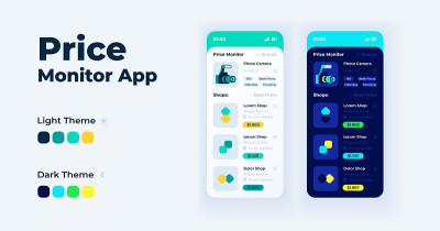 价格监控app卡通智能手机界面矢量模板集