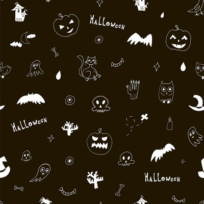 Halloween hand drawn doodle vector pattern