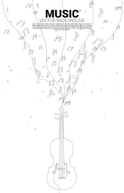 Vector music melody note dancing flow with one lin