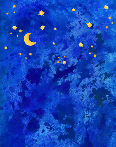 水彩夜空