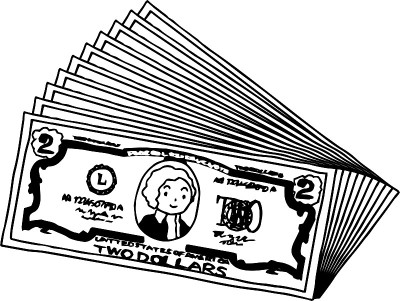 Bunch of Cute hand-painted 2 US dollar banknote ou