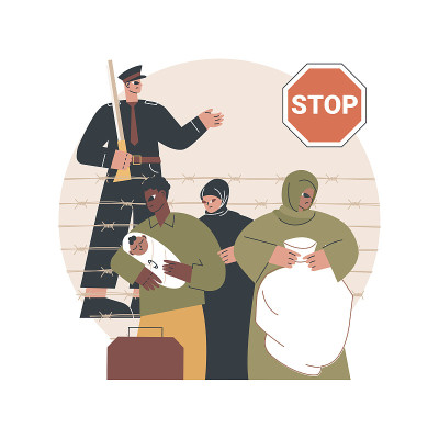 边界迁移抽象概念矢量插图。