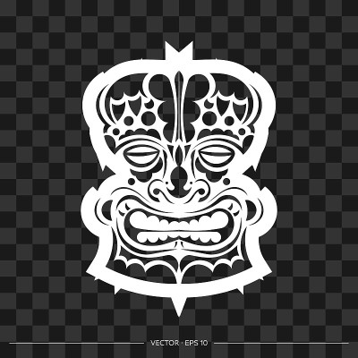 脸形的图腾图案。战士的脸或面具的轮廓用于t恤和印花。向量