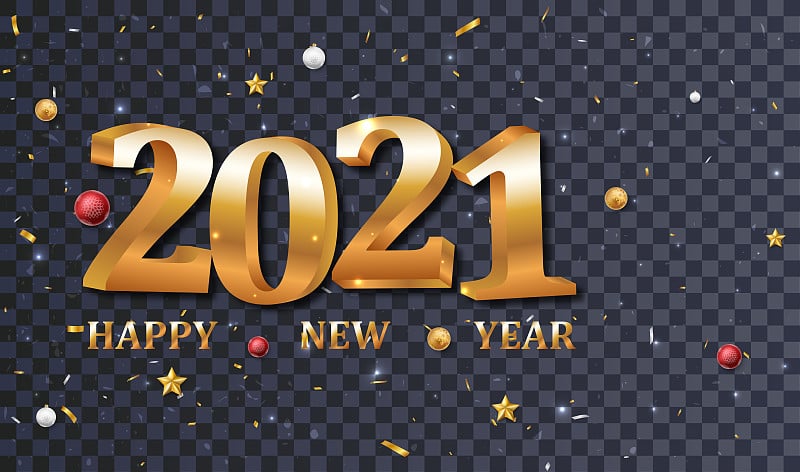 Happy New year banner with gold confetti