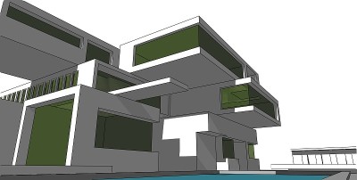 3D插图建筑建筑。