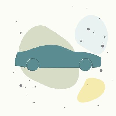 汽车矢量图标。彩色背景上的道路运输标志。