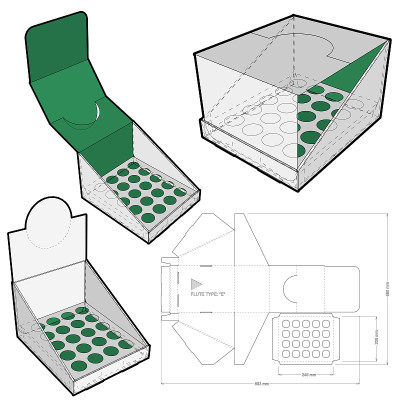 用于展示架和模切图案的盒子