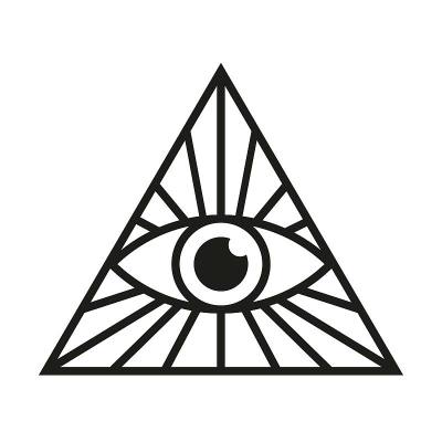 所有的眼睛图标。眼睛在三角形。光照派泥瓦匠符号向量