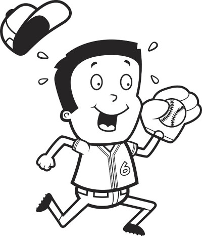 卡通男孩棒球