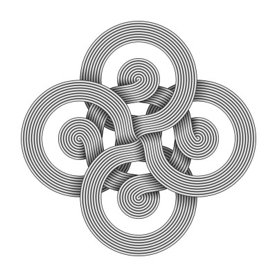 由两束金属线交织而成的十字标志。矢量插图。