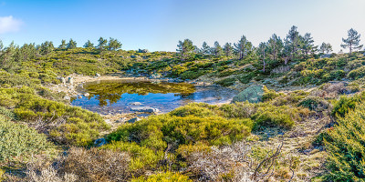 Peñalara冰川马戏团和Peñalara冰川泻湖，在马德里的瓜达拉马山脉。