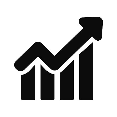 日益增长的图形图标。黑色业务象形图。