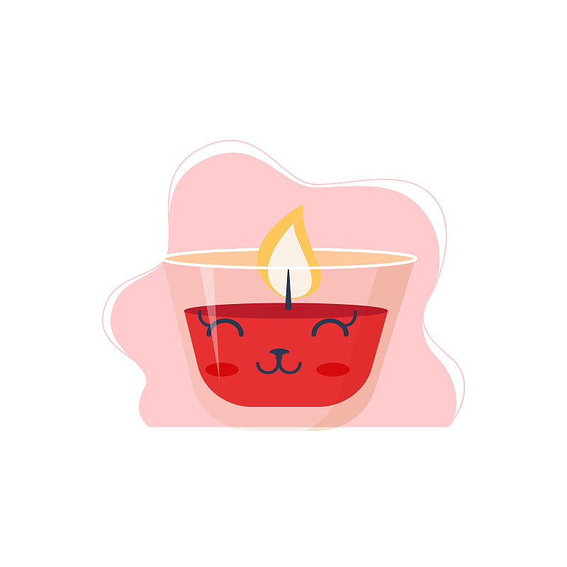 Cute candle. Flat vector illustration.