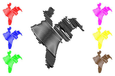 塔贵市(菲律宾共和国，大马尼拉，国家首都地区)地图矢量插图，涂鸦草图塔贵市地图