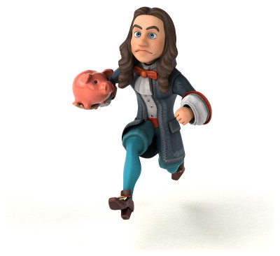 3D插图的卡通人在历史巴洛克服装