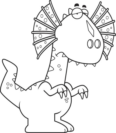 悲伤的卡通Dilophosaurus