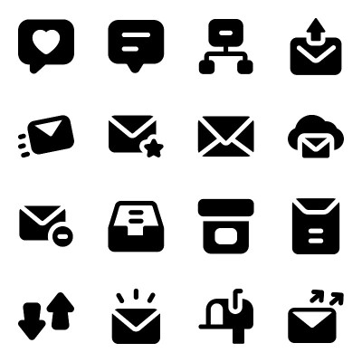 Set of Mailing Solid Icons